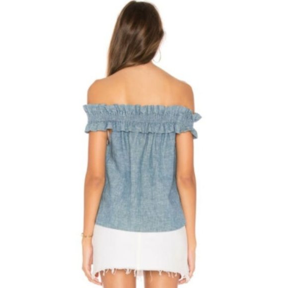 The Jetset Diaries Sloan Top Linen Blend in Denim - Picture 2 of 4